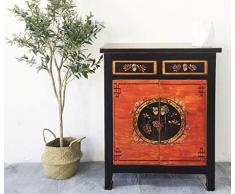 OPIUM OUTLET Mobili Camera da Letto, Credenza Vintage Shabby-Chic Orientale coloniale in Legno di Pino