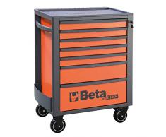 Beta RSC24/7-O - Cassettiera porta attrezzi completa da officina con 7 cassetti e 4 ruote Ø 125 mm. Cassettiera portautensili personalizzabile con accessori integrabili. Arancio/Antracite