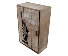 PrimoLiving Armadio Portachiavi in Legno New York in Vintage Shabby Look
