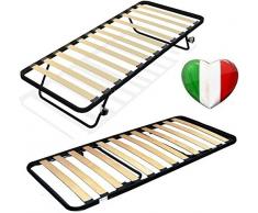 DOLCI SOGNI Rete Letto Singolo 80x190, 100% Made in Italy, Rete a Doghe Letto Singolo Salvaspazio, Struttura Letto in Ferro Estraibile, Letto a Scomparsa con Rete Singola, Rotelline Incluse