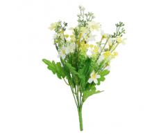 1 Mazzetto Falso Cineraria Fiore Artificiale Bouquet Office Decorazioni Per La Casa - Giallo Chiaro E Bianco
