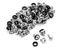 deleyCON 50x Set di Viti con Gabbia M6 per Armadi di Rete Rack Patch Panel e Armadi di Server da 19 e da 10 Set di Montaggio - Argento