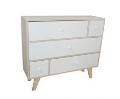 Mobile cassettiera in legno paulownia 5 cassetti arredo design casa C1708006