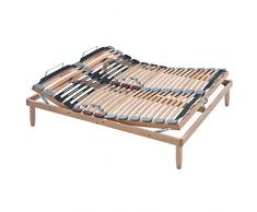 Evergreenweb - Rete Matrimoniale 140x190 con Doghe in Legno, Alzata Manuale ALZA TESTA e PIEDI Pieghevole Ortopedica Regolatori di Rigidità, Gambe Smontabili Base Letto da Incasso Rinforzata - OFFERTA
