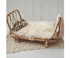 Dfghbn Prop di Fotografia Neonatale Puntelli Portatili del Letto del Rattan retrò Fatto a Mano Puntelli Portatili Puntelli Neonati per Lo Studio Fotografico Puntelli Completi per Foto del Bambino