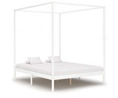 Tidyard Struttura Letto Singolo Matrimoniale a Baldacchino in Legno Massello di Pino 90x200 cm 100x200 cm 120x200 cm 140x200 cm 160x200 cm 180x200 cm Letto con Doghe Legno Letto con Rete Legno