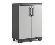 Keter Gear Armadio Basso con 2 ripiani, Nero/Grigio, 68 x 39 x 97 cm