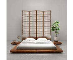 Fesjoy Futon Bed Frame Letto Matrimoniale in Legno massello per materassi da 160 x 200 cmStile Giapponese per lHome Hotel