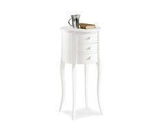 InHouse srls Comodino Alto Tondo, Arte povera, in Legno massello e MDF con rifinitura in Bianco Opaco - Mis. 34 x 34 x 72