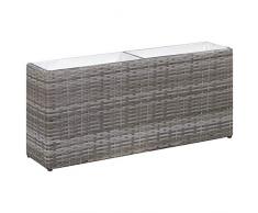 Tidyard Fioriera Letto Rialzato Porta Vasi da Giardino con 2 Vasi in Polyrattan Grigio,Fioriera da Esterno in Rattan,Fioriera da Giardino Terrazzo,Fiorira con Vasi,Fiorira da Balcone Patio Esterno