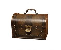 JUJOX Cassettiera Multifunzionale, 1 Pz Vintage Decorativo Scatola di Legno di Stoccaggio con Serratura, Custodia per Gioielli per Fotografia Props Decorazione Casa, 21.5x14.5x15 cm