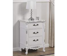 SIMONE GUARRACINO LUXURY DESIGN Comodino Gerald Stile Barocco Moderno Bianco Laccato e Foglia Argento