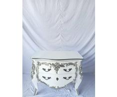 Antico Louis Seize Barocco Mobili Stile Rococò Cassettiera Credenza Armadio Credenza Colore Bianco con Argento