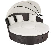 TecTake 800764 Letto Isola Alluminio Rattan, Sdraio Prendisole Arredo Esterno Giardino | Larghezza: ca. 180cm | Disponibile in Diversi Colori (Marrone Anticato | No. 403425)