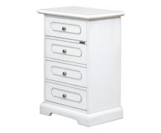 Arteferretto Comodino cassettiera bassa con 4 cassetti in stile classico laccato, adatto ad ogni stanza. Cassetti con guide in legno, struttura in legno massello e MDF. Fatto in Italia.