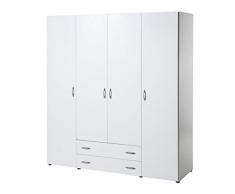 AVANTI TRENDSTORE - Balu 2,3 e 4, Armadio ad Ante a Battente, Disponibile in 2 Diversi Colori e 3 Diverse larghezze (Bianco, 4 Ante)