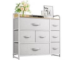 YITAHOME Cassettiera - Comò in Tessuto con 7 Cassetti per Camera da Letto, Soggiorno, Corridoio, Armadi - Robusta Struttura in Acciaio, contenitori in Tessuto Facilmente Estraibili (Grigio Chiaro)