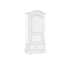 Mar.c.a. Design - Armadio con 1 Anta Scorrevole e 1 Cassetto in Legno di Pioppo Bianco Opaco, Mobile da Interno Arte Povera Made in Italy - Misura 96x56x196h