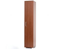 Scarpiera armadio 1 anta in legno montata 4 ripiani interni piedini e maniglie (Noce)