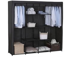 WOLTU Guardaroba Pieghevoli per Vestiti Armadio Panno Appendiabito Tubi dAcciaio e Copertura in Tessuto Traspirante Resistente Grande Camera Interni Grigio 174x46x169cm SS5024GR-b