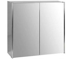Bath Vida Tiano-Armadietto da Bagno con Doppia Anta a Specchio, Montaggio a Parete, in Acciaio Inox, Moderno, Inossidabile, Argento, 2 Door