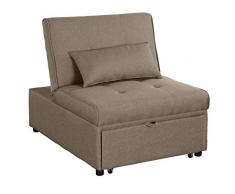 Brigros - Poltrona Pouf Letto Singolo in Tessuto con Cuscino Abbinato, utile per B&B, arredo casa, arredo tavernetta, Letto richiudibile, dotata di piedini (Marrone #8)