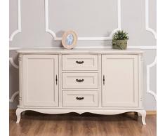 Casa Padrino cassettone stile country con 2 ante e 3 cassetti grigio chiaro antico 158 x 48 x H. 89 cm - Mobili in Stile Country