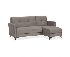 EVERGREENWEB – Divano con Chaise Longue Contenitore, Divano letto angolare in tessuto,Design Scandinavo, Divano letto 3 posti | Nicole Chaise Longue (Grigio)
