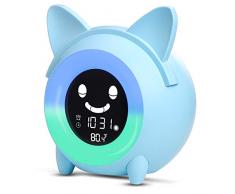 YISUN Sveglia Digitale da Comodino,Sveglia Bambini da Comodino con 5 Colori Wake-up Light Sveglia Ricaricabile USB,Funzione Snooze