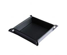HTBYTXZ Cuoio PU Catchall Portachiavi Portamonete Vassoio Valigetta Comodino (Nero)