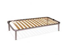 Farmarelax Rete Letto Ortopedica Ferro e Faggio 80X190, Ortopedica, Struttura in Ferro, Doghe in Legno di Faggio, Resistente, Traspirante, Altezza da Terra 40 cm, Made in taly.