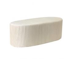 Baroni Home Pouf Velluto Lungo Panca Fondo Letto a Coste Ovale Bianco 101X42X37cm