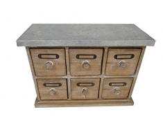 Antic Line 13672 Vintage Mini comò Mercerie cucito/legno e zinco/6 cassetti/lunghezza 33 cm profondità 14 cm altezza 23,5 cm