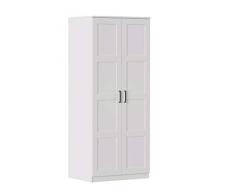 Iconico Home MIK Traditional, Armadio a 2 ante con maniglia, Guardaroba, Camera da letto, Soggiorno, 80x55,5xh190,5 cm, Bianco