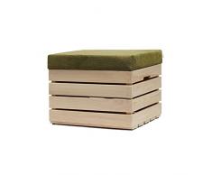 GrandBox Panca Contenitore in Legno 37x40x50 Sgabello con Coperchio, Imbottito, Cassapanca con Vano Portaoggetti, Pouf Legno Retro Shabby Chic Vintage - Naturale Grezzo Set di 1