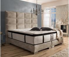 Schlichter Mobili Letto boxspring quadro Plus Deluxe, Finta pelle, Kunstleder Sandbeige, 180 x 200 cm