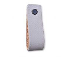 Maniglie di Cuoio | Grigio Chiaro / 6 pezzi | 16,5 x 2,5 cm | Pelle di buona qualita | 3 viti colorate | Maniglie di pelle per mobili: la cucina, armadio, porta, comodino