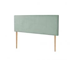 DHOME Testiera in ecopelle o tela AQUALINE liscio con gambe testiera imbottita letto lusso (150 x 105 cm con gambe (letto 150/160), tessuto verde acqua)