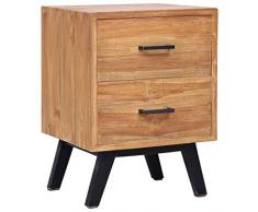 vidaXL - Comodino in teak massiccio, 40 x 35 x 55 cm