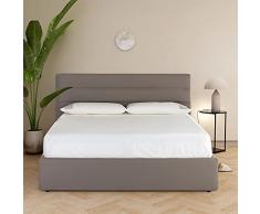 Farmarelax - Letto Contenitore Stiloso, Ecopelle Tortora, 160x190cm, Rivestimento sfoderabile, Lavabile, Ideale per ogni materasso, ortopedico, anatomico, memory foam, molle o poliuretano,
