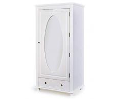 Inter Link Padova Camera da Letto, cameretta dei Bambini, Guardaroba, Armadio Funzionale, Legno di Pino Massiccio, Bianco, 95 x 63 x 188 cm