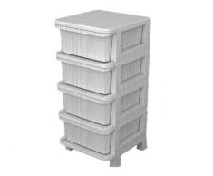 Cassettiera in resina effetto a rilievo rattan 37x37xH77 cm.