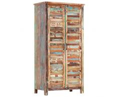 SKM Armadio Guardaroba 90x50x180 cm in Legno Massello di Recupero