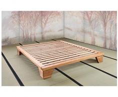Vivere Zen - Letto in Legno massello Artigianale - Kazan - Struttura Colore Naturale 180x200cm (EST. 198x218)