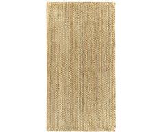 HAMID - Tappeto in Juta Granada 100% Fibra di Iuta Naturale, Tappeto Morbido e ad Alta Resistenza, Tessuto a Mano, Soggiorno, Camera da Letto, Tappeto Corridoio, Naturale (150x80cm)