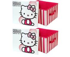 2 x Hello Kitty-Contenitore portagiochi da bambina, pieghevole, per camera da letto, cameretta o Toyroom