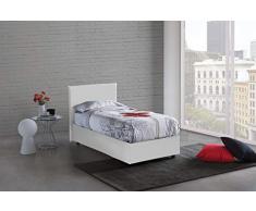 Talamo Italia Letto contenitore Singolo Anna, Made in Italy, Letto con rivestimento in ecopelle, Apertura frontale, adatto per materasso cm 80x190, Bianco