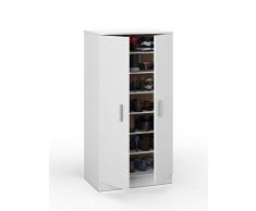 Dmora Armadio Multifunzione a Due Ante con Sei Ripiani, Colore Bianco, cm 55 x 36 x h108