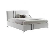 LettoFacile montalo in 30 Minuti - Letto Matrimoniale Line in Ecopelle Bianco - Made in Italy, 160x190 cm (Struttura Letto senza Rete)