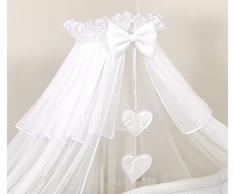 LUSSO BALDACCHINO 485cm per Culla/Letto BAMBINO + SUPPORTO Autoportante (Bianco)